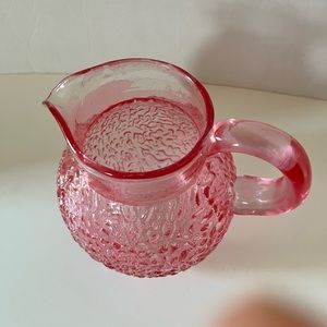Pink Textured Glass Teleflora Pitcher Flower Vase Vintage 1980’s